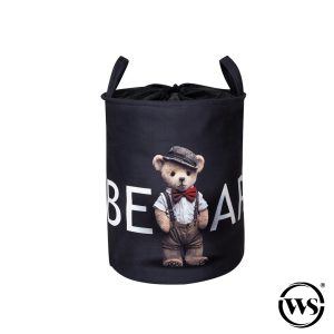 سبد لباس استوانه کودک طرح خرسی